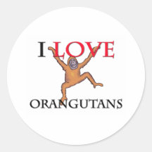 I Love Orangutans Round Stickers