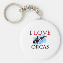 I Love Orcas Key Chain