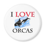 I Love Orcas Fridge Magnet