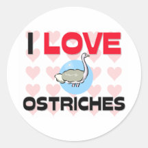 I Love Ostriches Sticker
