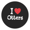 I love Otters heart custom personalized stickers