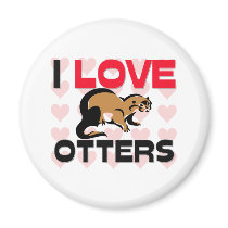 I Love Otters magnets by AnimalShirts I Love Otters magnets
