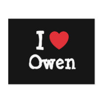 I love Owen heart custom personalized postcards