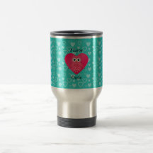 I love owls turquoise hearts coffee mugs