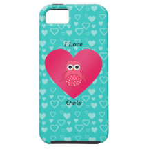 I love owls turquoise hearts iPhone 5 cover