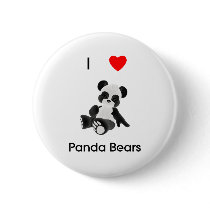 I Love Panda Bears Pinback Buttons