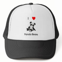 I Love Panda Bears hats