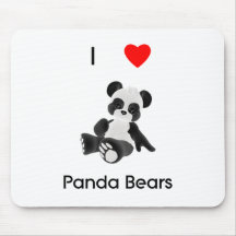 I Love Panda Bears Mouse Mats