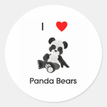 I Love Panda Bears Round Sticker