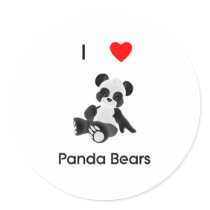I Love Panda Bears stickers