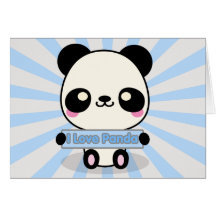I Love Panda Greeting Cards