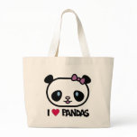 I Love Pandas Tote Bags