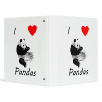 I Love Pandas 3 Ring Binder