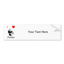 I Love Pandas Bumper Stickers