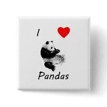 I Love Pandas Pins