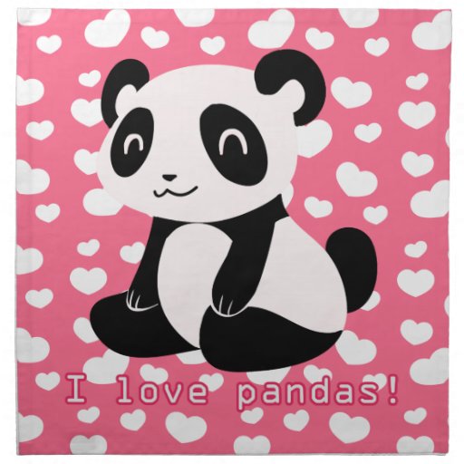 "I Love Pandas" Cute Cartoon Panda Napkin | Zazzle