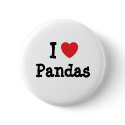 I love Pandas heart custom personalized buttons