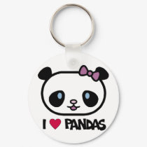 I Love Pandas keychains