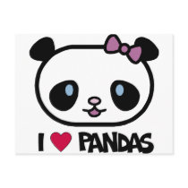 I Love Pandas postcards