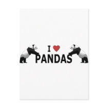 I Love Pandas postcards