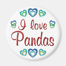I Love Pandas Refrigerator Magnets