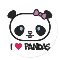 I Love Pandas Stickers