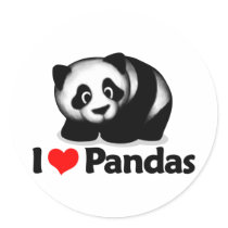 I Love Pandas Round Stickers