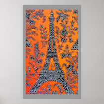 I Love Paris Grey Border Poster small