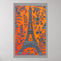 I Love Paris Grey Border Poster small