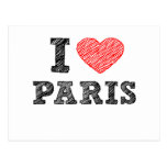 I Love Paris Sketch Postcards