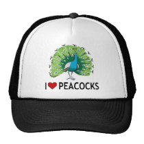 I Love Peacocks hats
