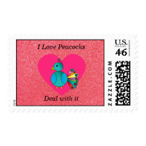I love peacocks pink glitter stamps