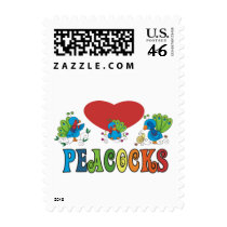 I Love Peacocks postage