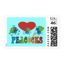 I Love Peacocks stamps