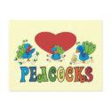 I Love Peacocks postcards
