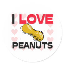 I Love Peanuts Round Stickers
