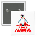 I Love Penguin Pinback Buttons