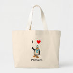 I Love Penguins Canvas Bag