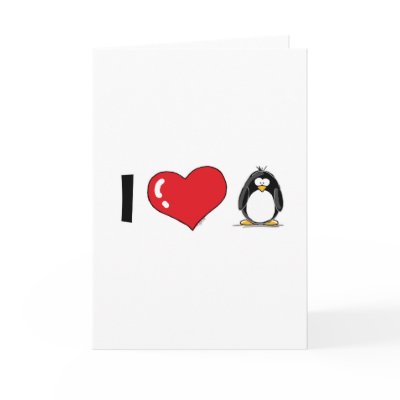 I Love Penguins Greeting Card by penguinality