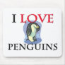 I Love Penguins Mouse Mat