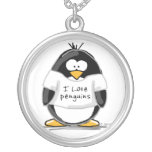 I Love Penguins sterling silver necklace