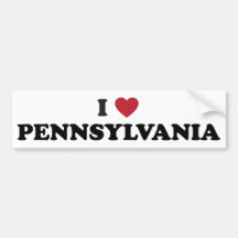 I Love Pennsylvania Bumper Stickers