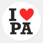 I Love Pennsylvania Design Round Stickers