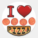 I love pepperoni pizza. round stickers