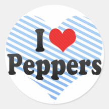 I Love Peppers Round Sticker