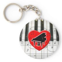 I Love Piano Keychains