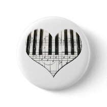 I Love Piano or Organ Music Heart Keyboard Pin