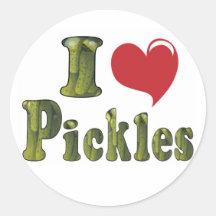 I Love Pickles Round Sticker