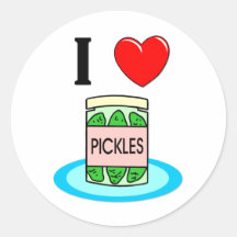 I Love Pickles Round Stickers