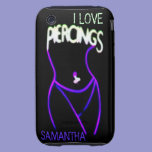 I LOVE PIERCINGS Purple Neon Lady iPhone 3 case casemate cases